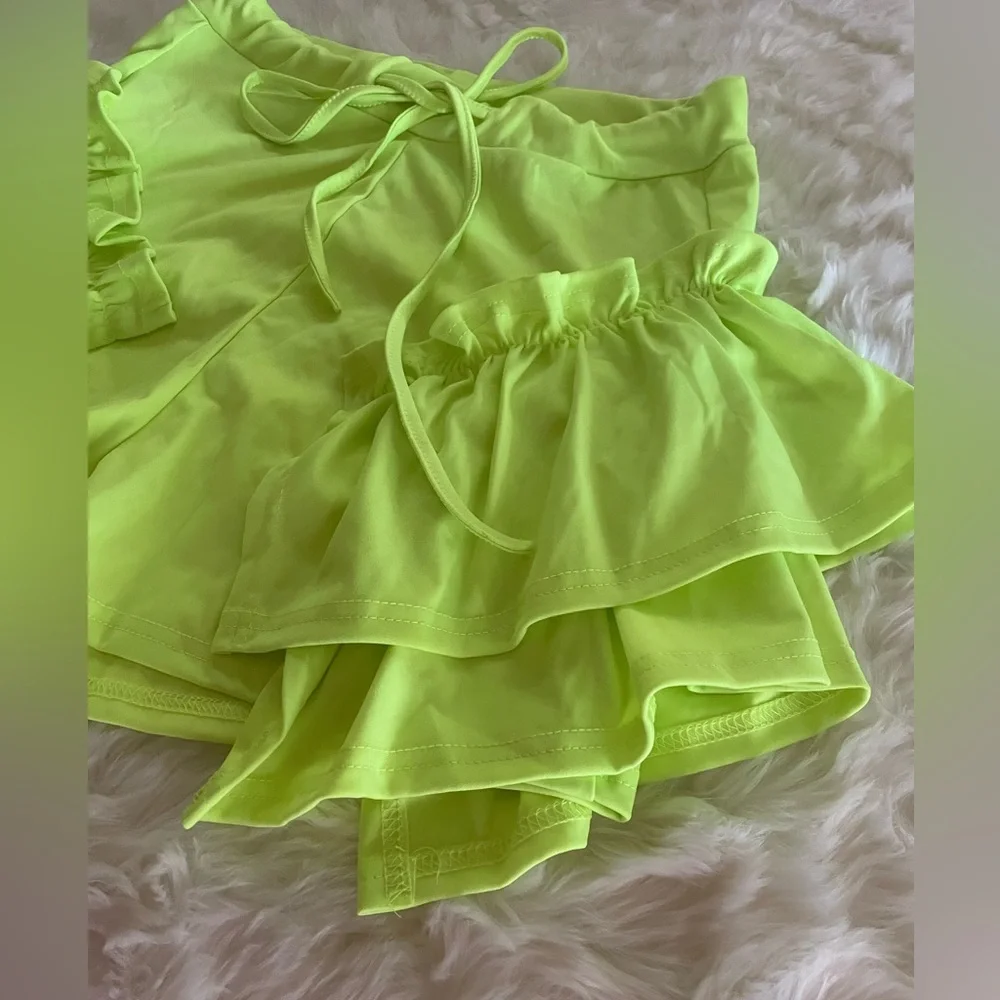 Neon Ruffle Beach Shorts - Picture 3 of 8